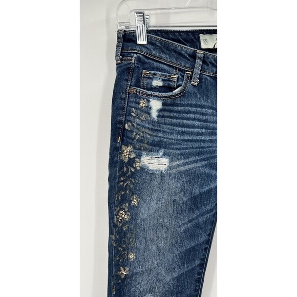 Womens ABERCROMBIE & FITCH Dark Wash Skinny Slim Low Rise Jeans 00 24” Floral - Picture 15 of 16